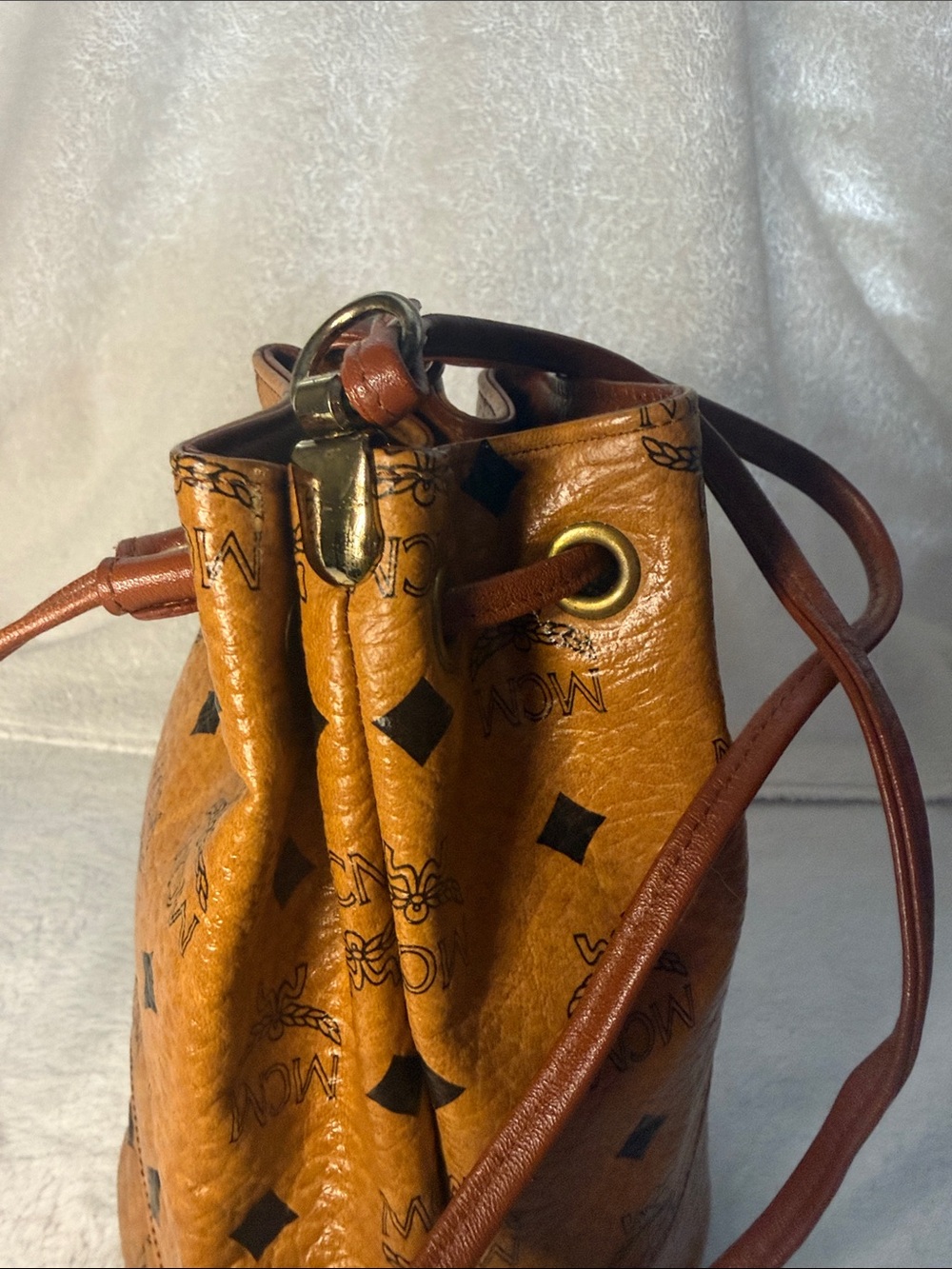 MCM Cognac Visetos Mini Monogram Bucket Crossbody - Picture 6 of 12